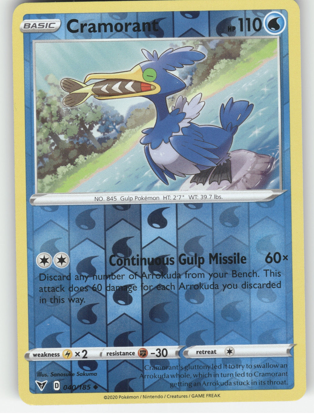 Cramorant Reverse Holo Uncommon SWSH04: Vivid Voltage 040/185 NM