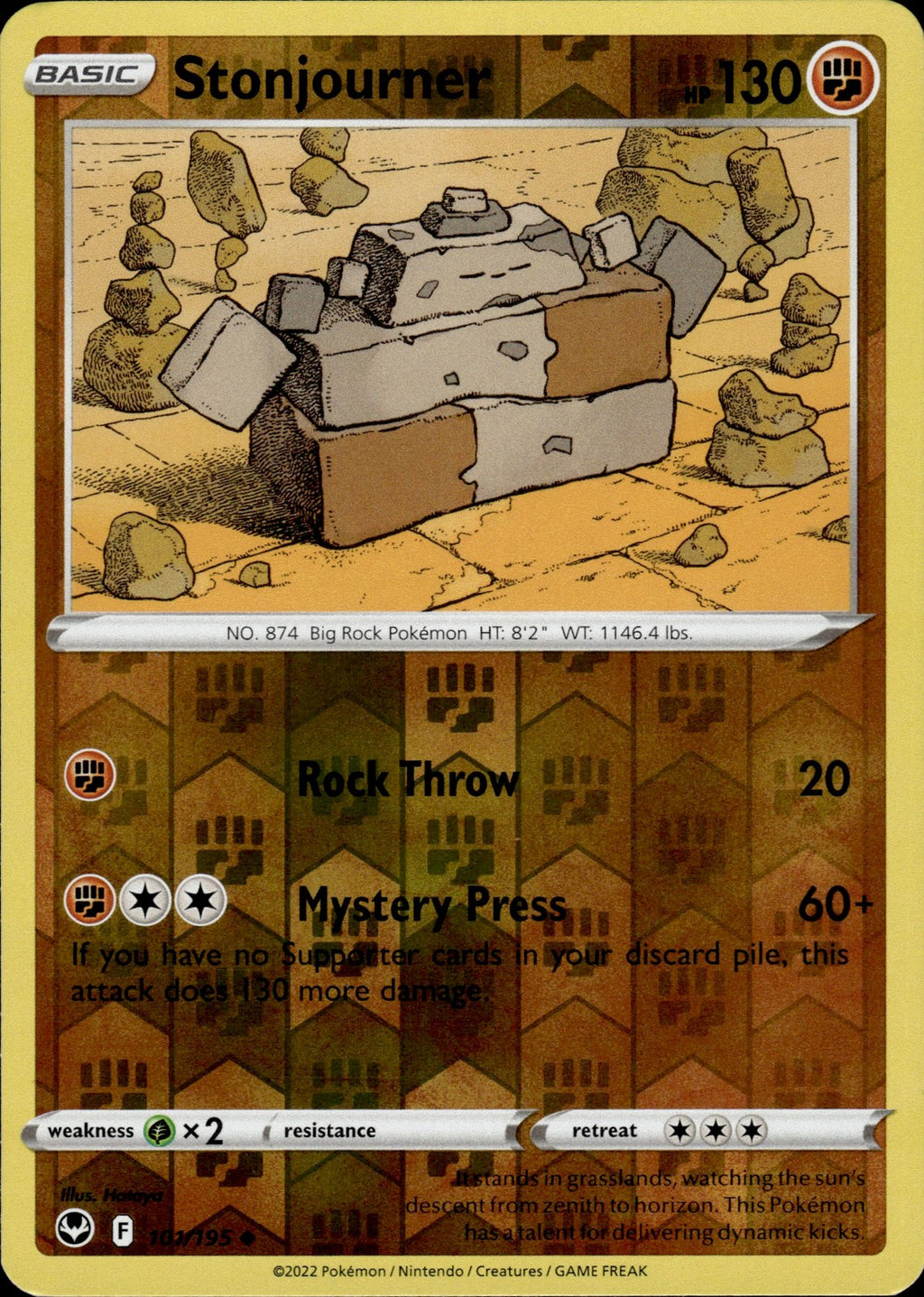 Stonjourner Reverse Holo Uncommon SWSH12: Silver Tempest 101/195 NM