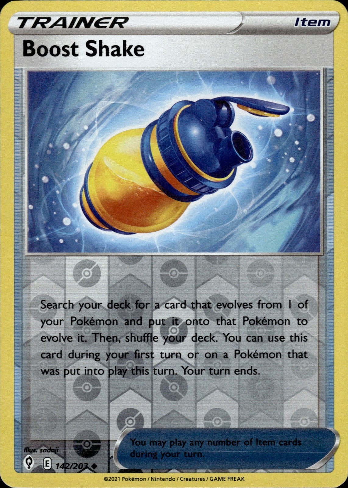 Boost Shake Reverse Holo Uncommon SWSH07: Evolving Skies 142/203 NM