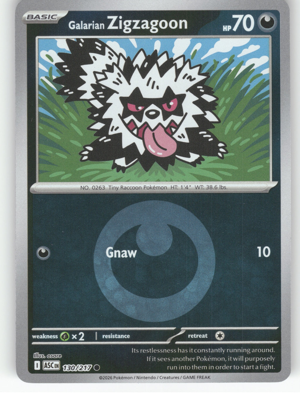 Galarian Zigzagoon (Energy Symbol Pattern) Reverse Holo Common ME: Ascended Hero