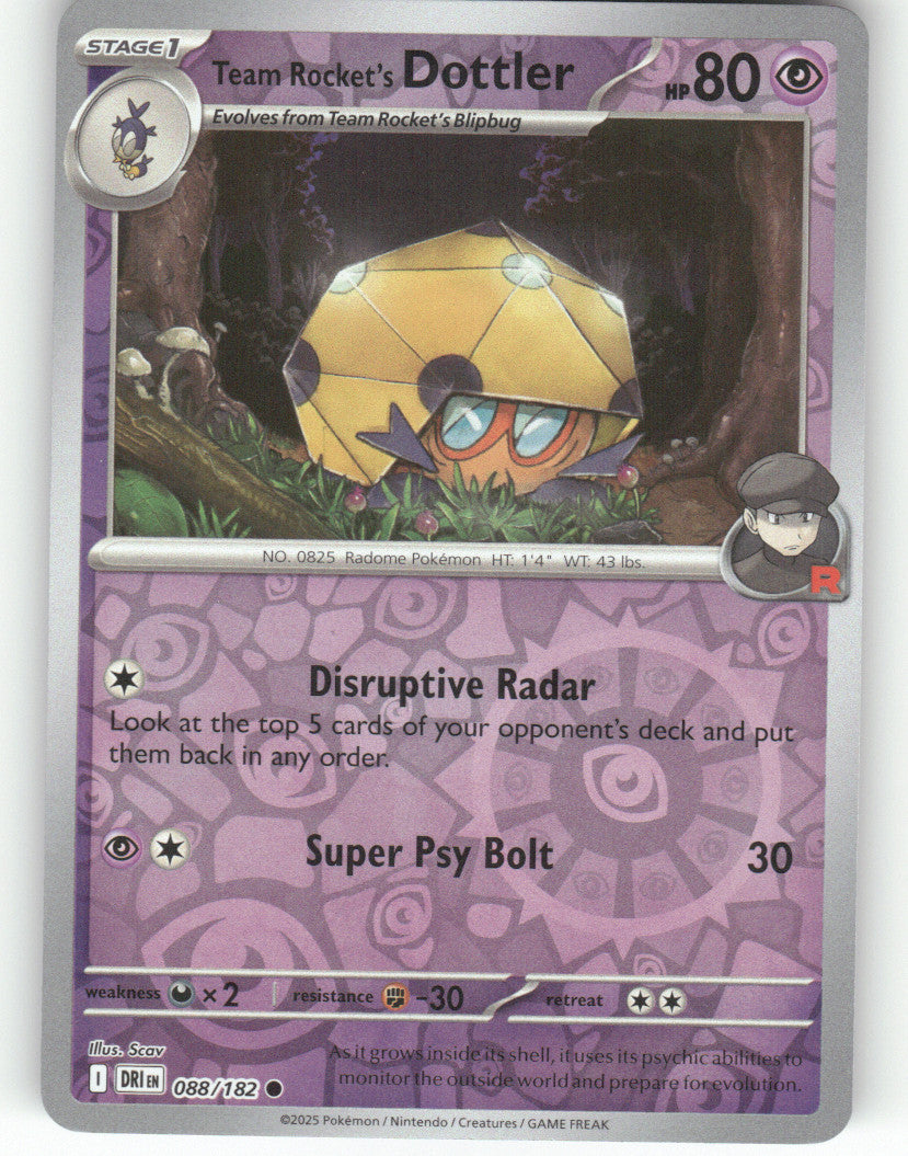 Team Rocket's Dottler Reverse Holo Common SV10: Destined Rivals 088/182 NM