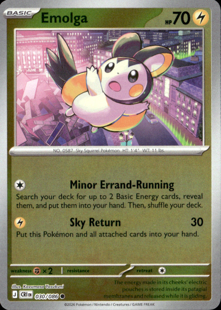 Emolga Reverse Holo Common ME04: Chaos Rising 030/086 NM