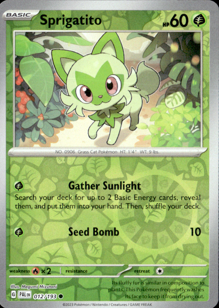 Sprigatito Reverse Holo Common SV02: Paldea Evolved 012/193 NM
