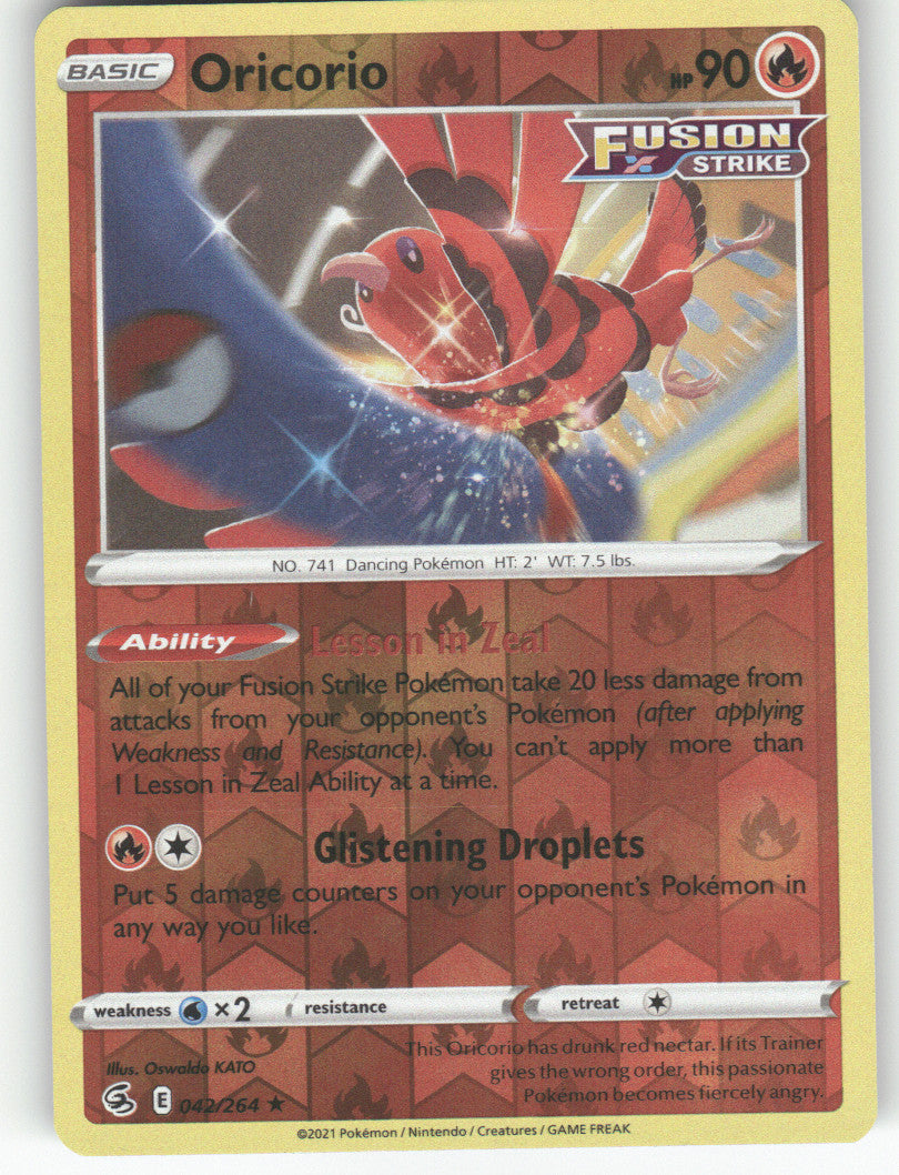 Oricorio Reverse Holo Rare SWSH08: Fusion Strike 042/264 NM