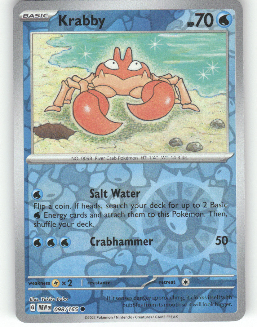 Krabby Reverse Holo Common SV: Scarlet & Violet 151 098/165 NM