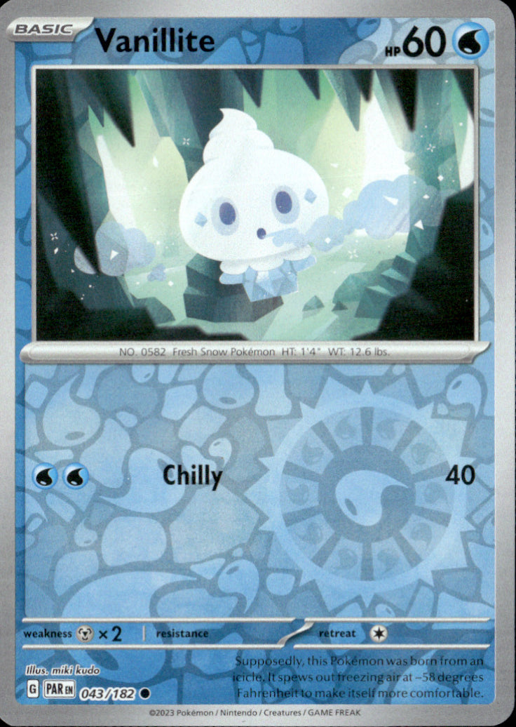 Vanillite Reverse Holo Common SV04: Paradox Rift 043/182 NM