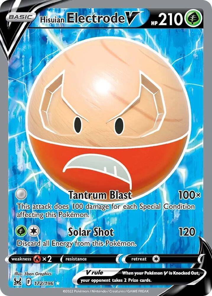 Hisuian Electrode V (Full Art) Holo Ultra Rare SWSH11: Lost Origin 172/196 NM