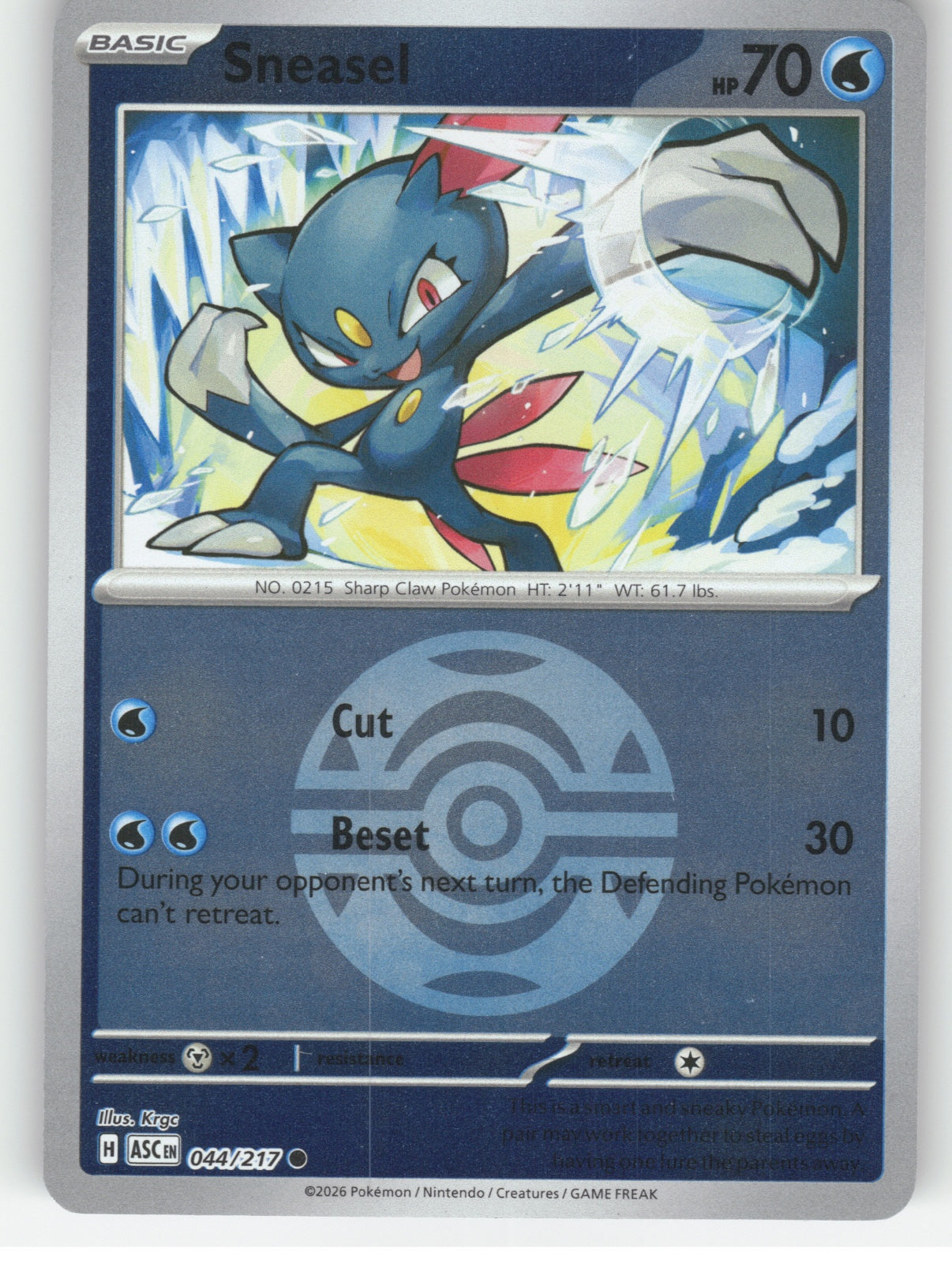 Sneasel (Dusk Ball) Reverse Holo Common ME: Ascended Heroes 044/217 NM