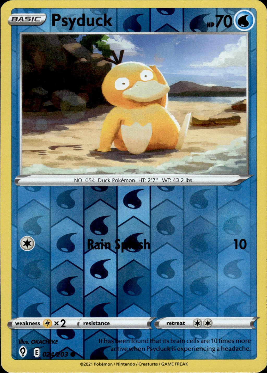 Psyduck Reverse Holo Common SWSH07: Evolving Skies 024/203 NM