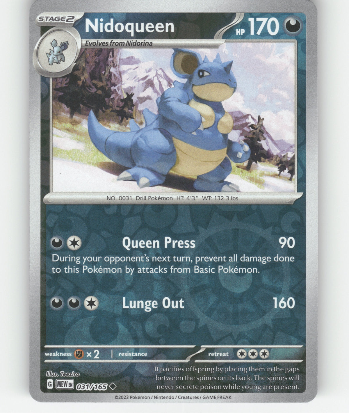 Nidoqueen Reverse Holo Uncommon SV: Scarlet & Violet 151 031/165 NM