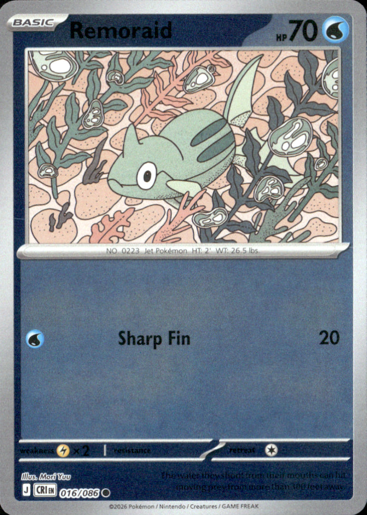 Remoraid Reverse Holo Common ME04: Chaos Rising 016/086 NM