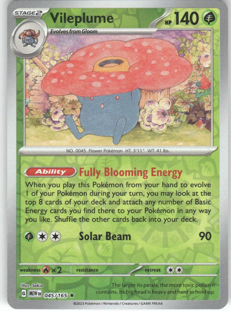 Vileplume Reverse Holo Rare SV: Scarlet & Violet 151 045/165 NM