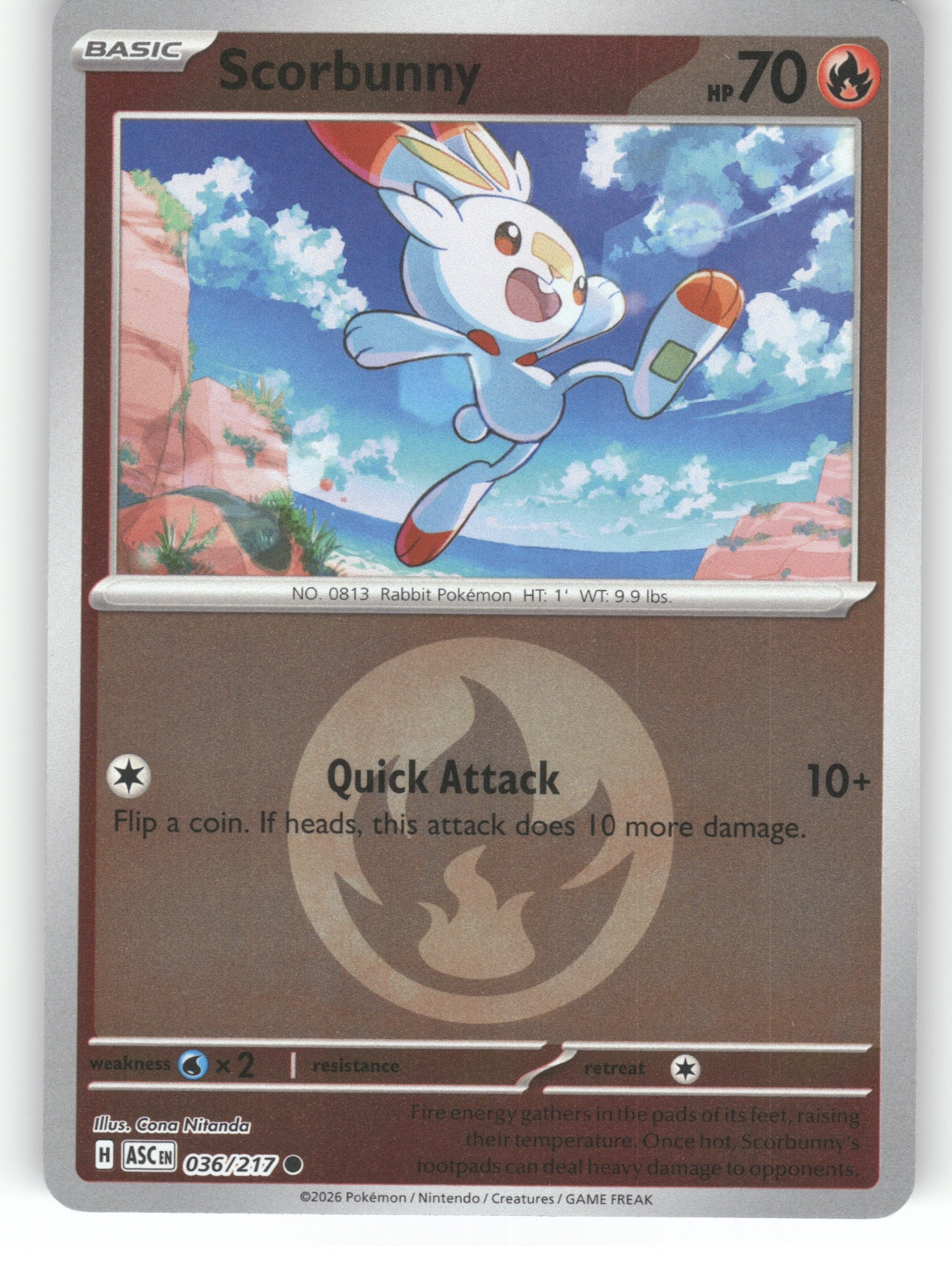 Scorbunny - (Energy Symbol Pattern) Reverse Holo Common ME: Ascended Heroes 036/