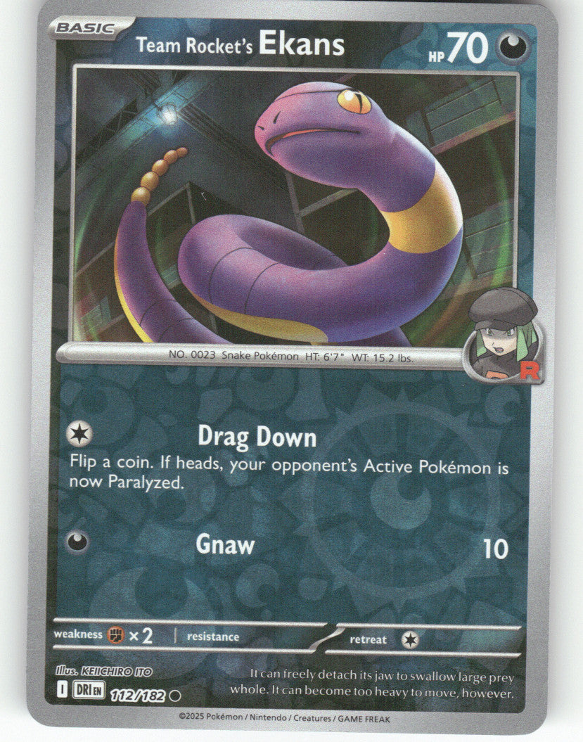 Team Rocket's Ekans Reverse Holo Common SV10: Destined Rivals 112/182 NM