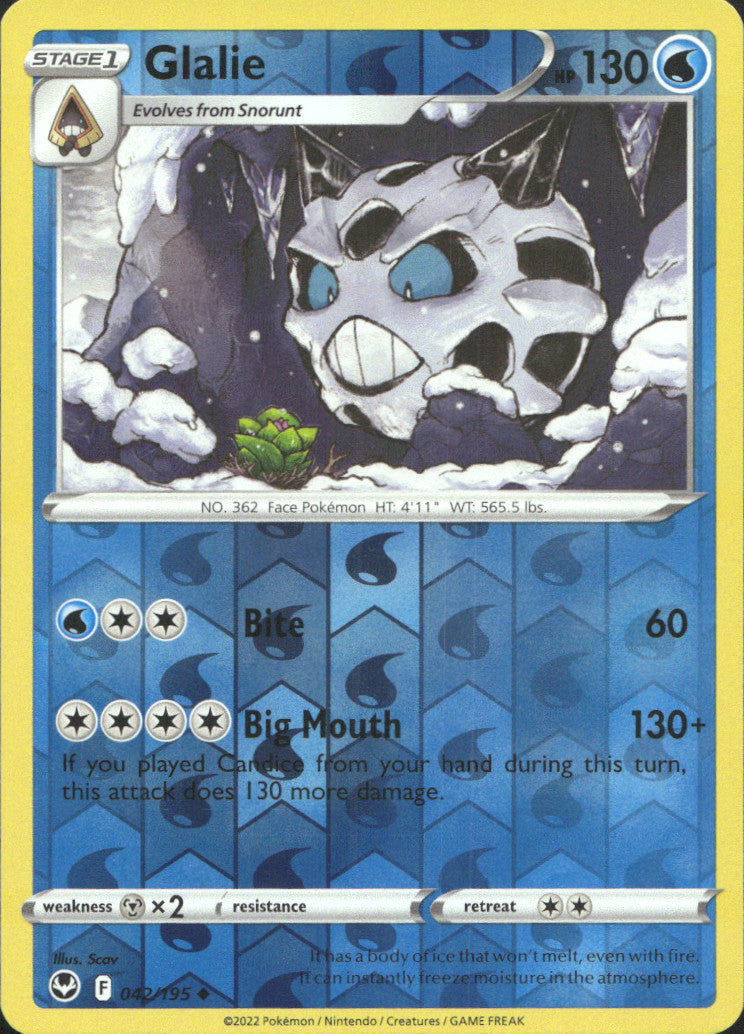 Glalie Reverse Holo Uncommon SWSH12: Silver Tempest 042/195 NM