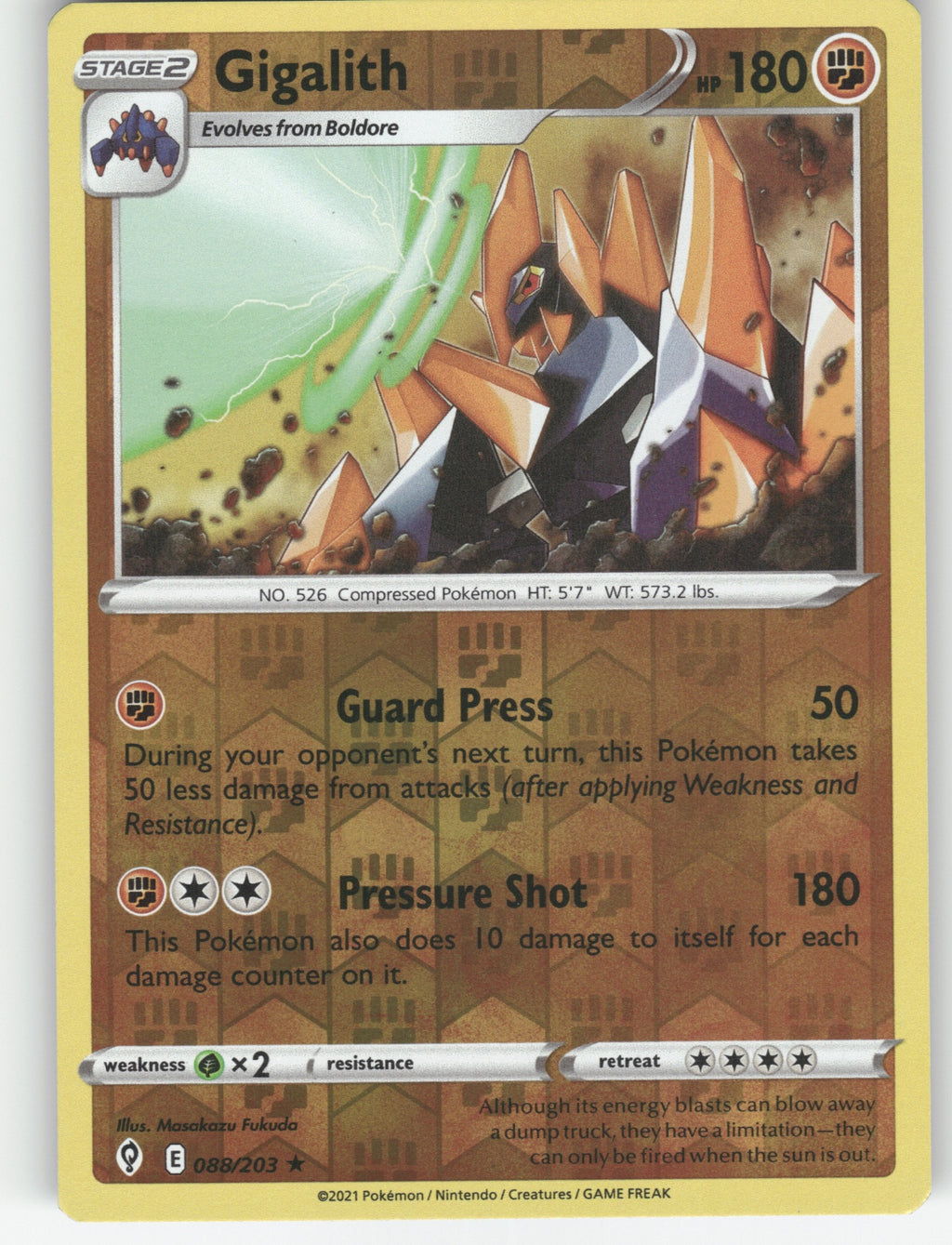 Gigalith Reverse Holo Rare SWSH07: Evolving Skies 088/203 NM