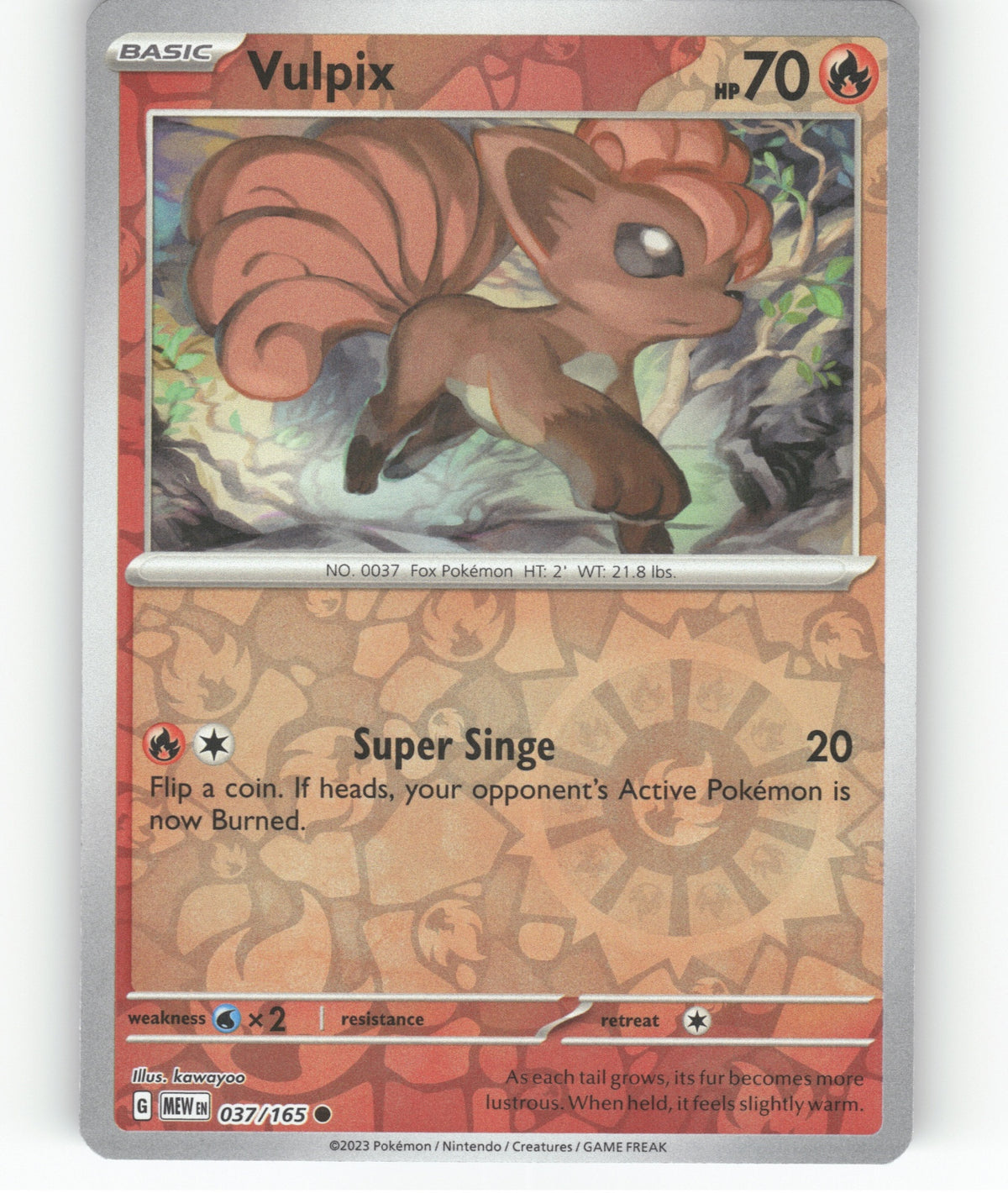 Vulpix Reverse Holo Common SV: Scarlet & Violet 151 037/165 NM