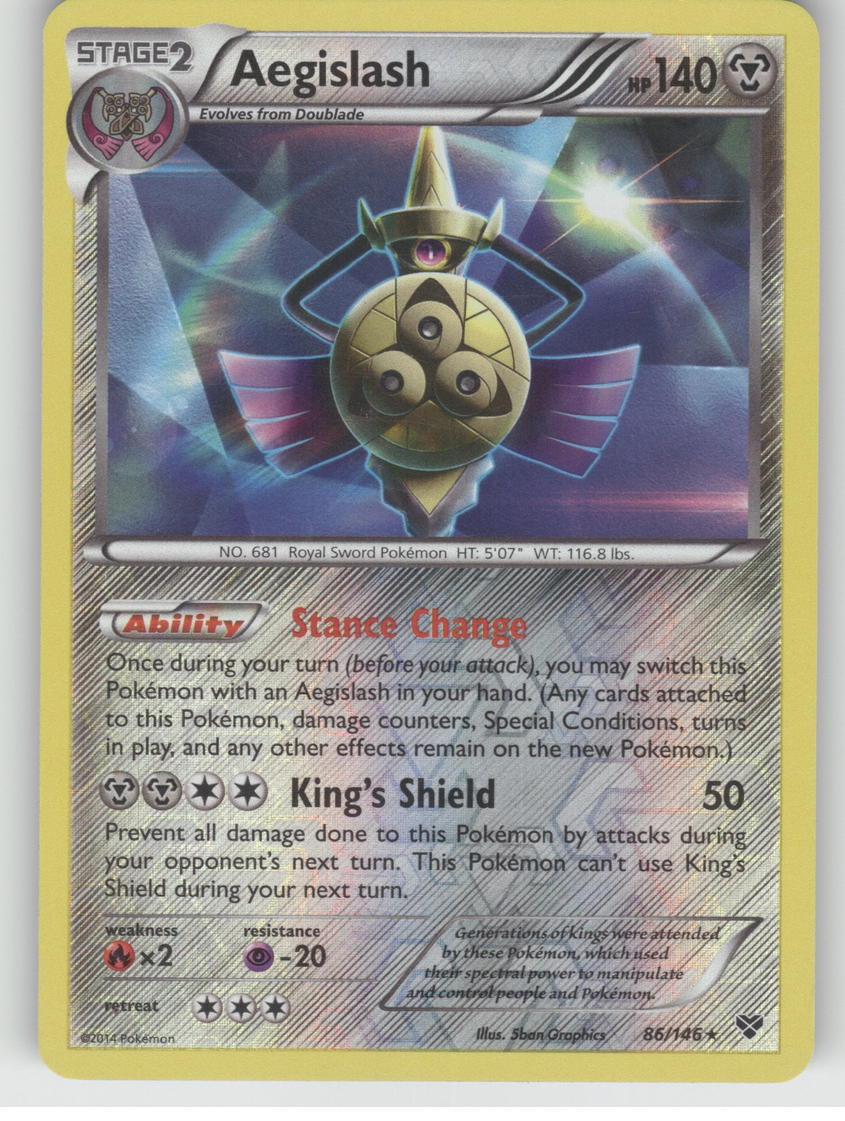 Aegislash (86) Reverse Holo Holo Rare XY Base Set 86/146 NM