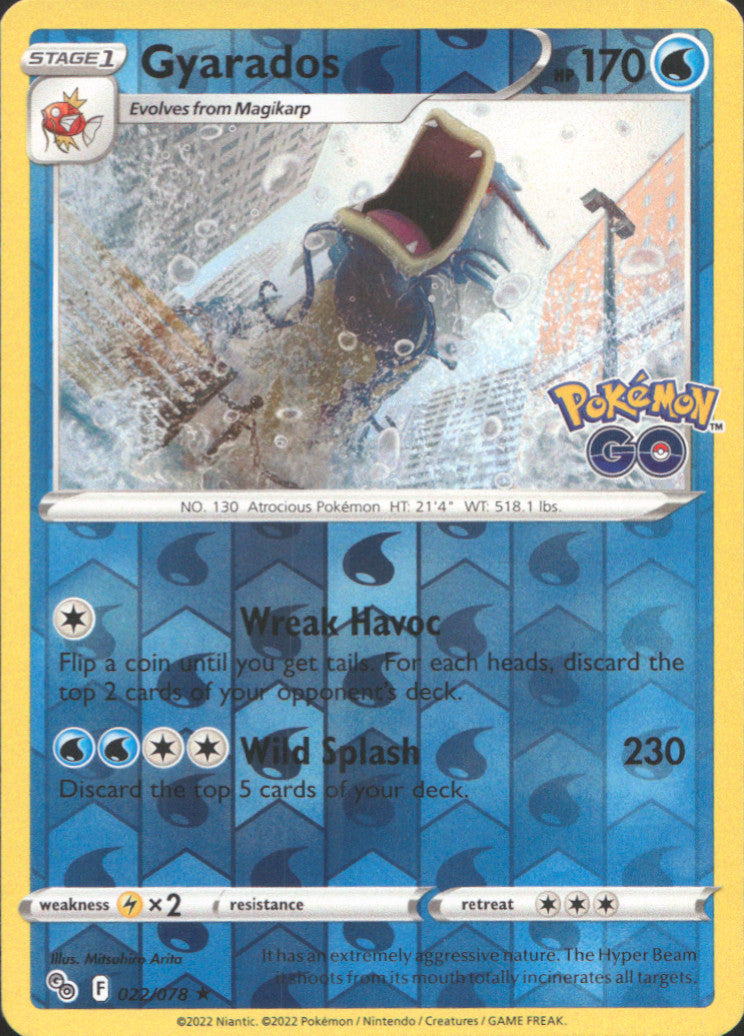 Gyarados Reverse Holo Holo Rare Pokemon GO 022/078 NM