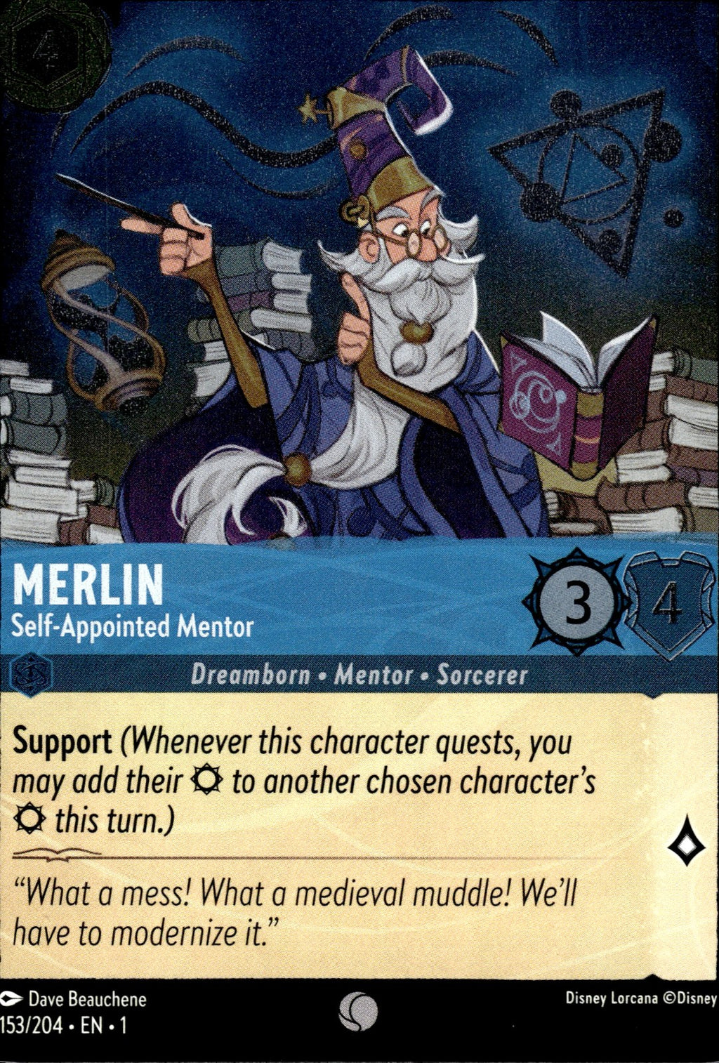 Merlin - Self-Appointed Mentor Cold Foil Common The First Chapter 153/204 NM