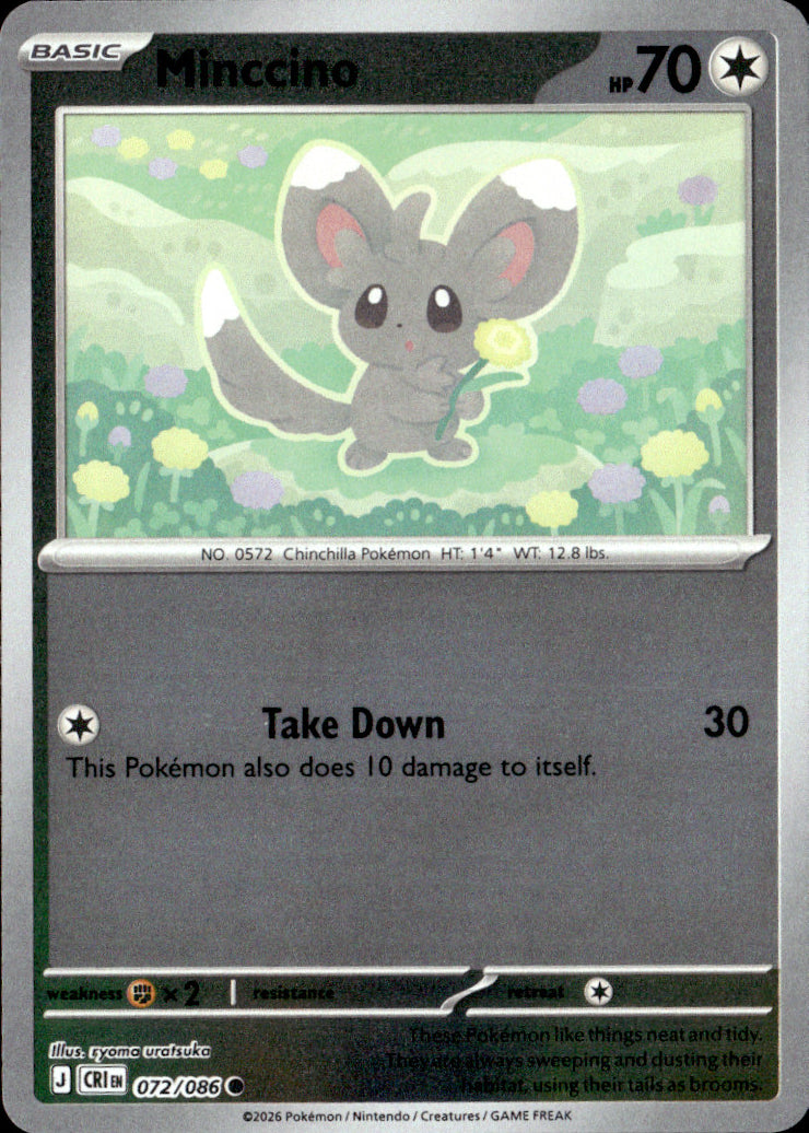 Minccino Reverse Holo Common ME04: Chaos Rising 072/086 NM