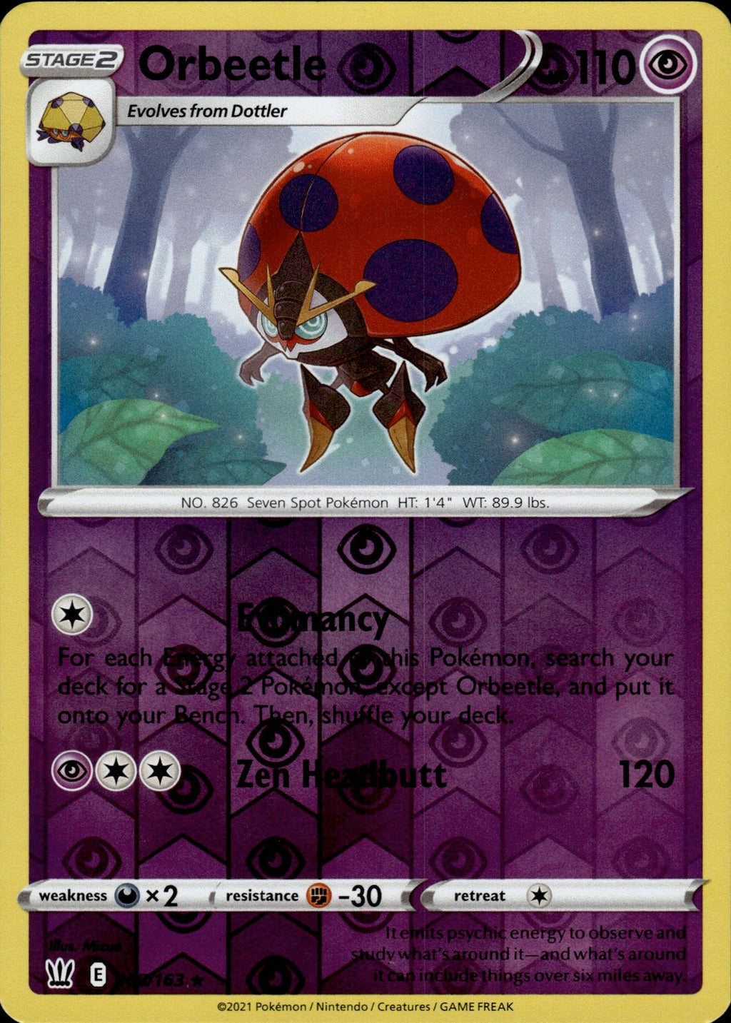 Orbeetle Reverse Holo Holo Rare SWSH05: Battle Styles 065/163 NM