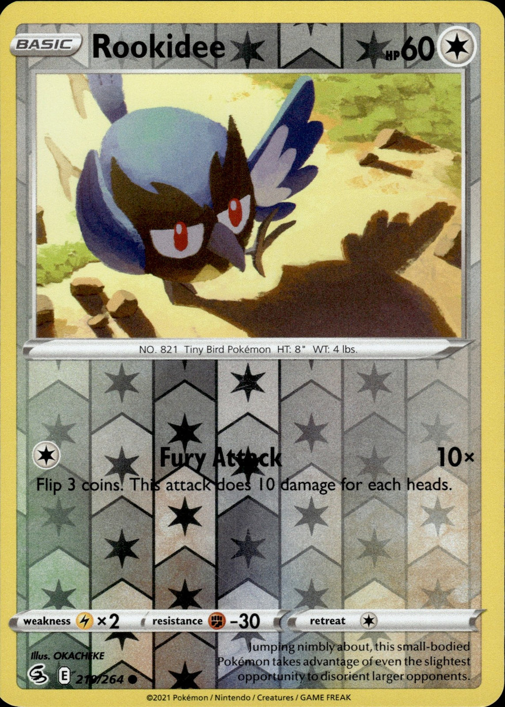 Rookidee Reverse Holo Common SWSH08: Fusion Strike 219/264 NM