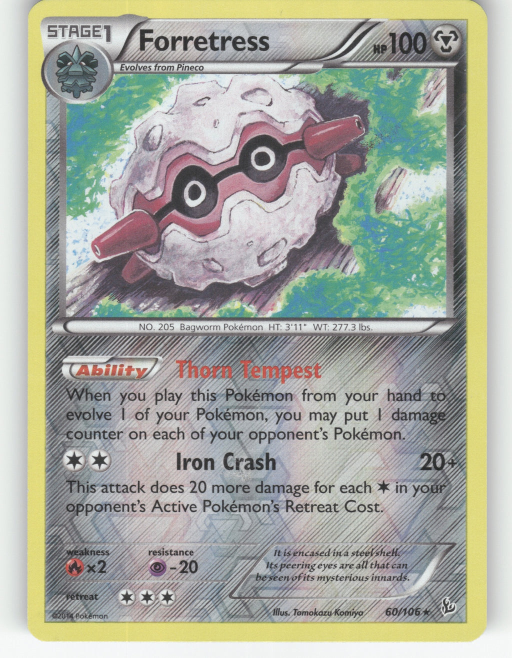 Forretress Reverse Holo Rare XY - Flashfire 60/106 NM