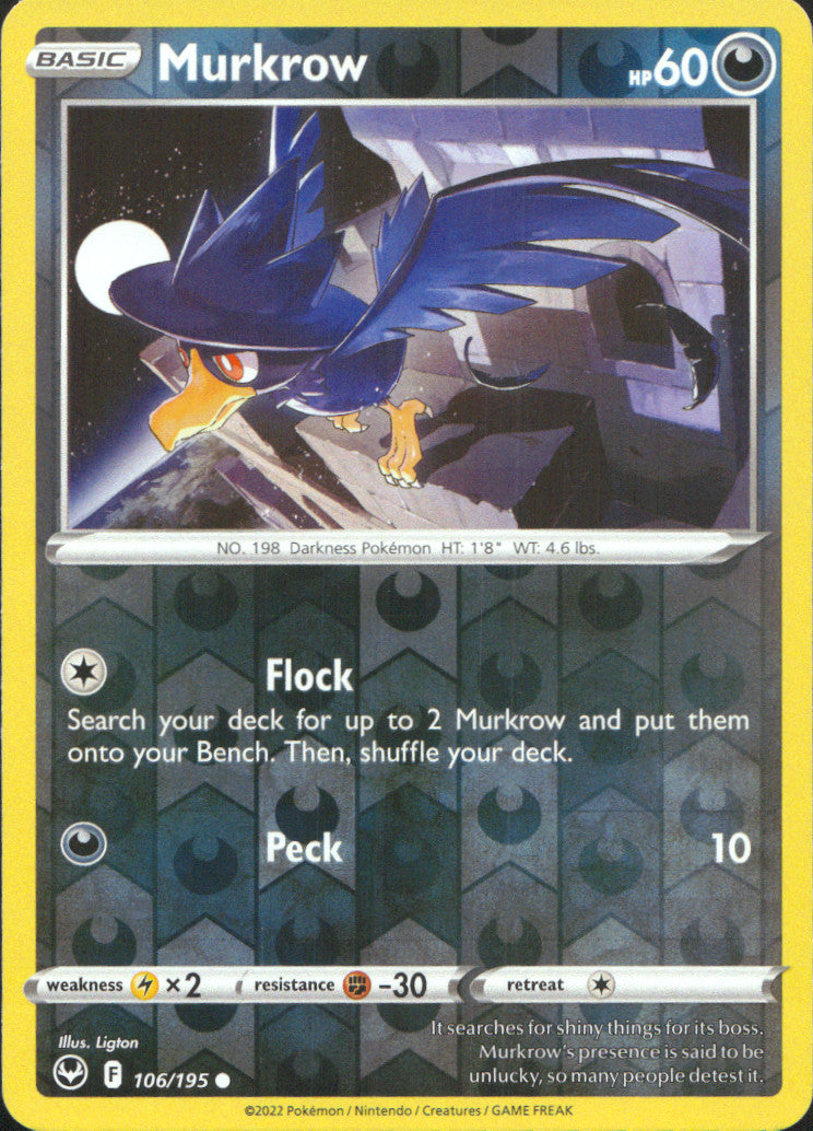 Murkrow Reverse Holo Common SWSH12: Silver Tempest 106/195 NM