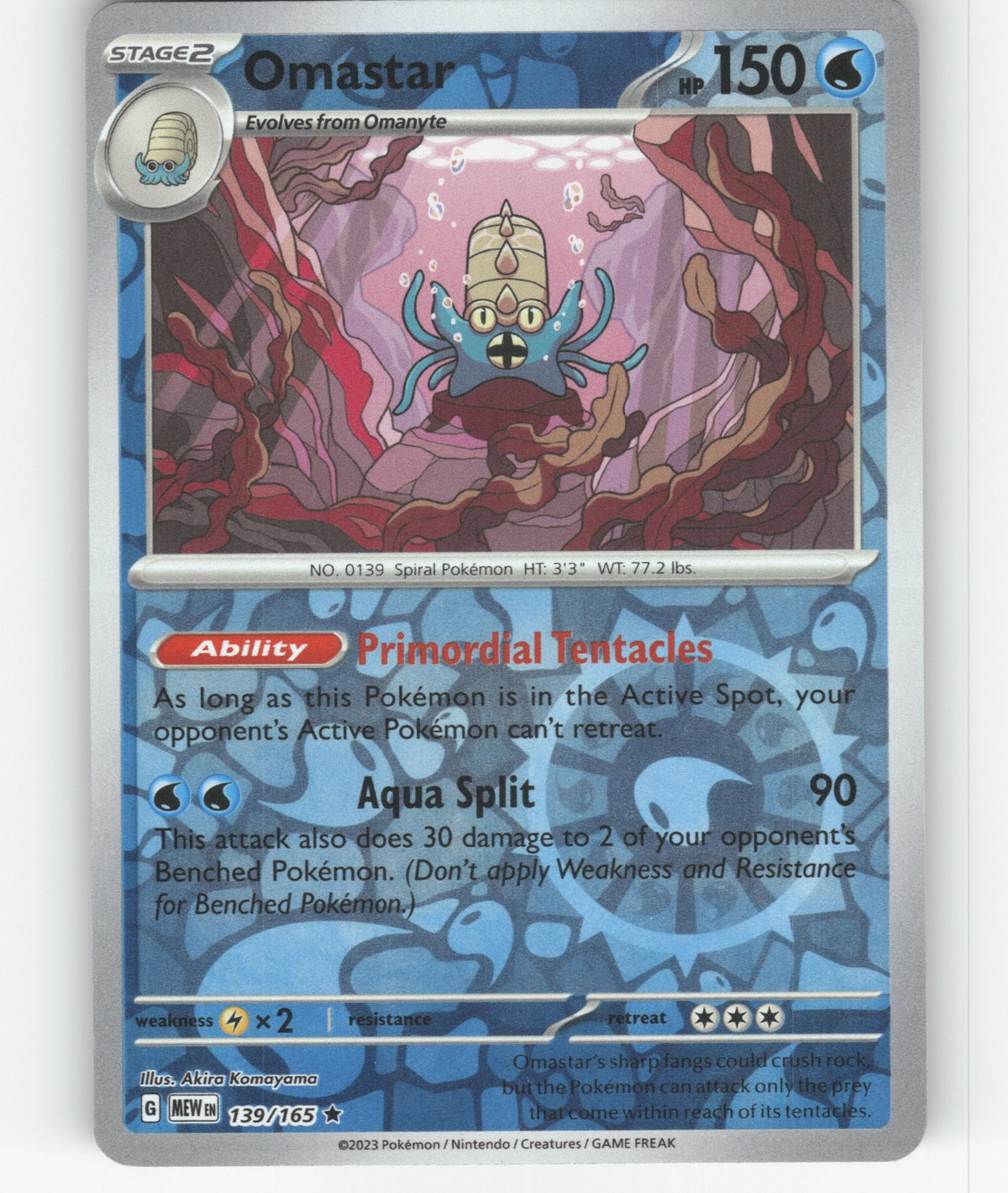 Omastar Reverse Holo Rare SV: Scarlet & Violet 151 139/165 NM