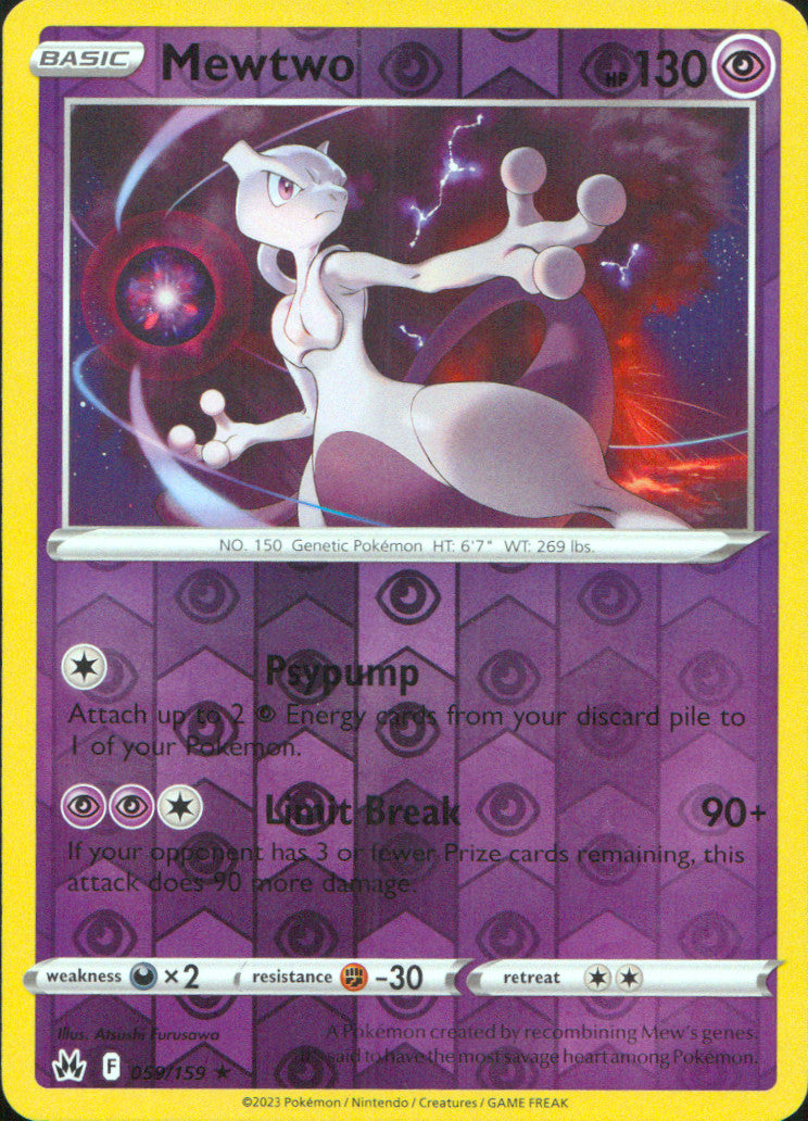Mewtwo Reverse Holo Holo Rare SWSH: Crown Zenith 059/159 NM