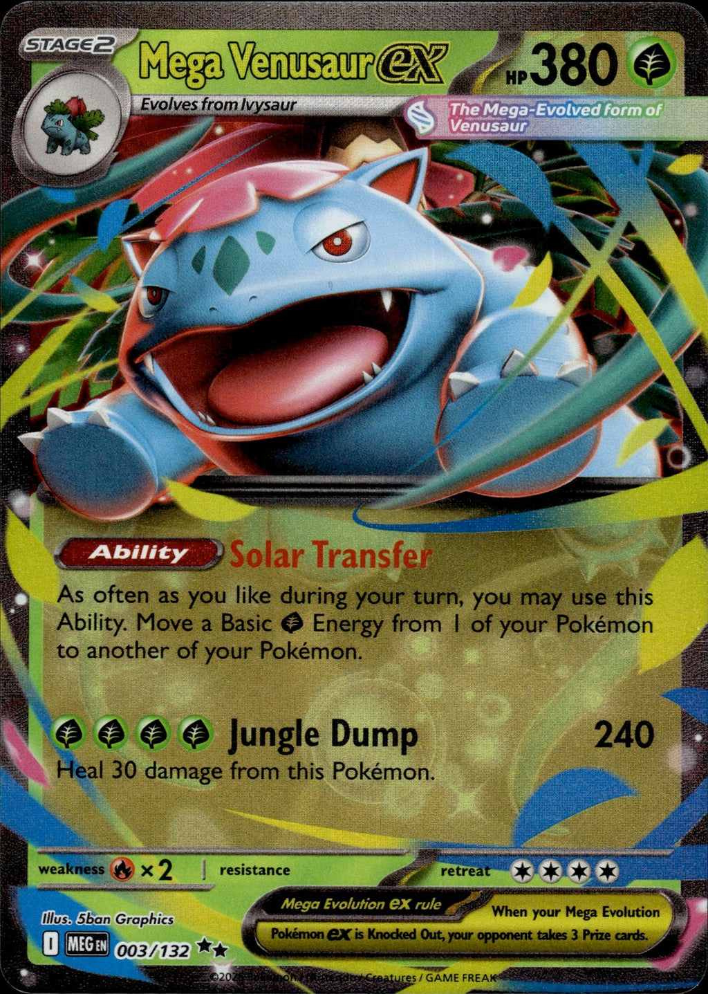 Mega Venusaur ex Holo Double Rare ME01: Mega Evolution 003/132 NM