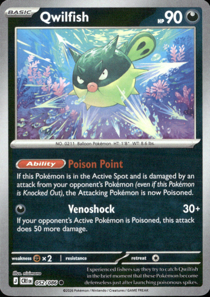 Qwilfish Reverse Holo Common ME04: Chaos Rising 052/086 NM