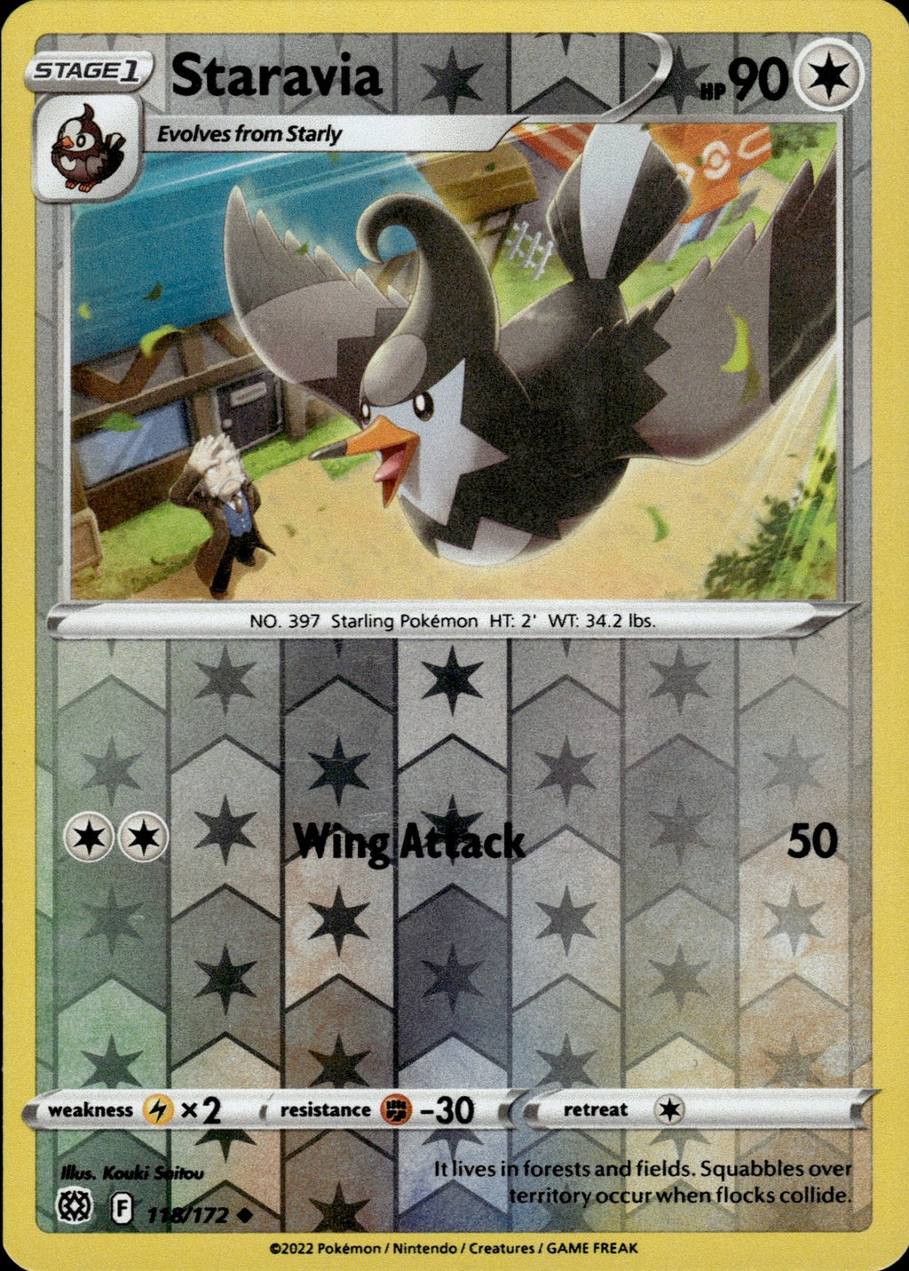 Staravia Reverse Holo Uncommon SWSH09: Brilliant Stars 118/172 NM