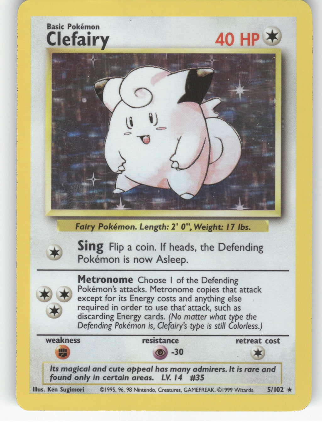 Clefairy Holo Rare Base Set 005/102 LP