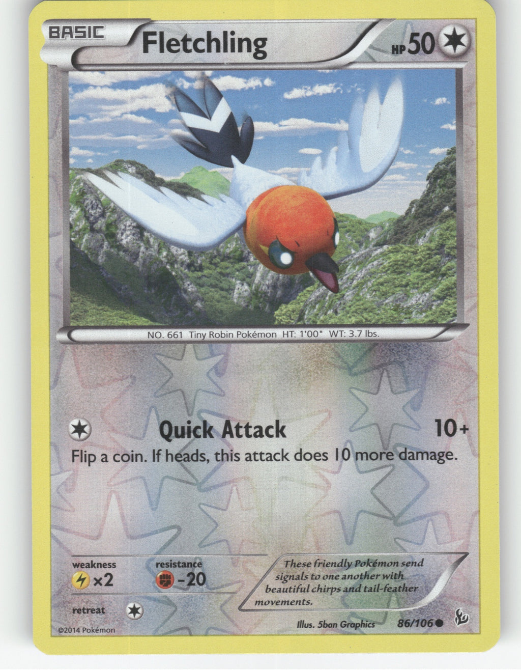 Fletchling Reverse Holo Common XY - Flashfire 86/106 NM