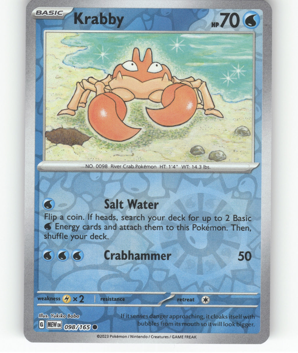 Krabby Reverse Holo Common SV: Scarlet & Violet 151 098/165 NM