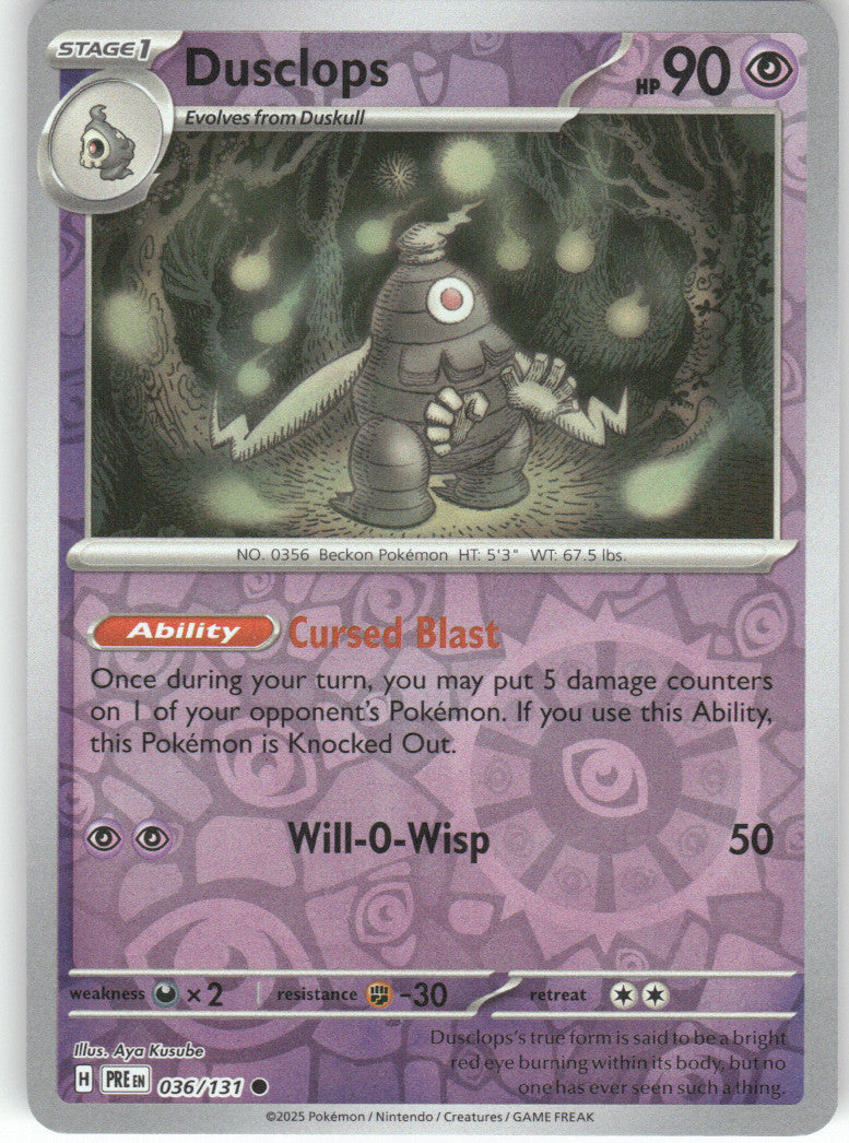 Dusclops Reverse Holo Common SV: Prismatic Evolutions 036/131 NM