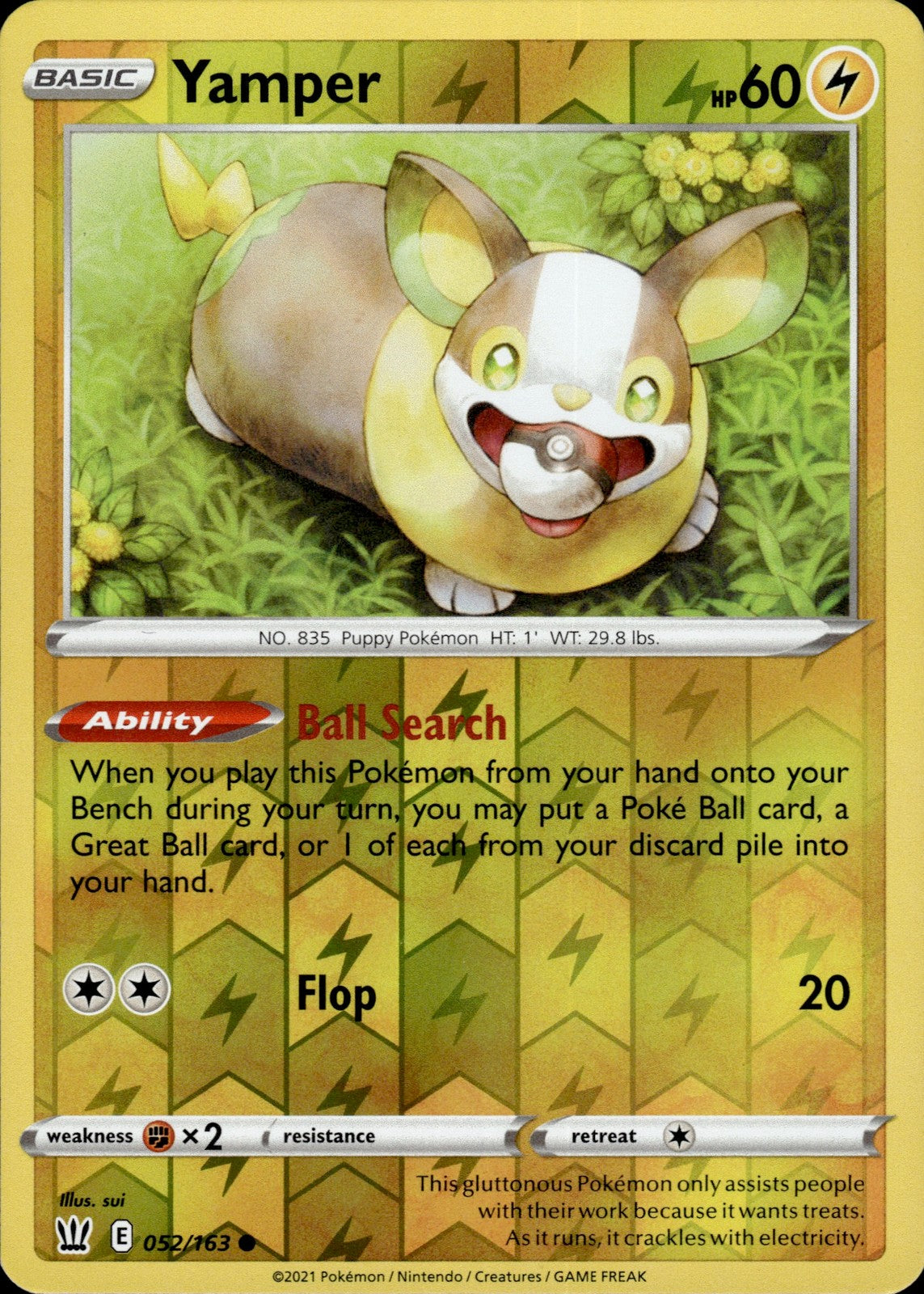 Yamper Reverse Holo Common SWSH05: Battle Styles 052/163 NM