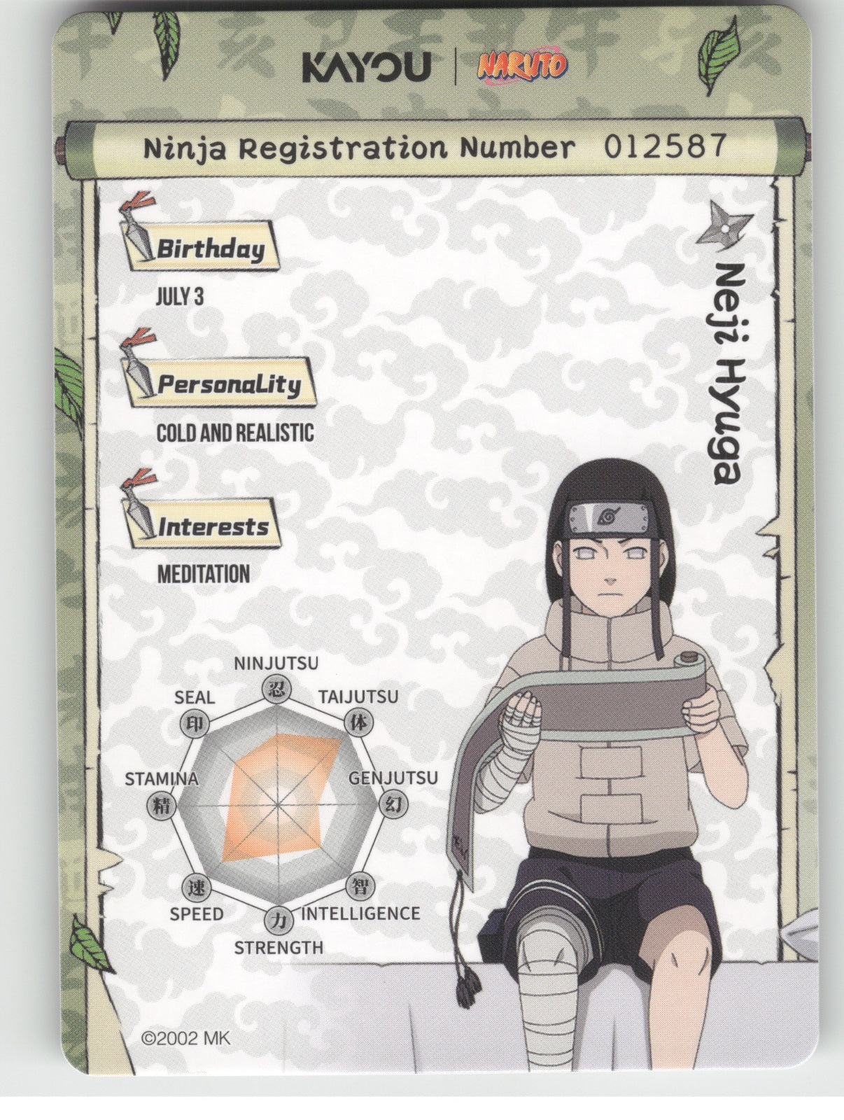 Neji Hyuga Base SR Earth Scroll Series 2 008L2 NM back