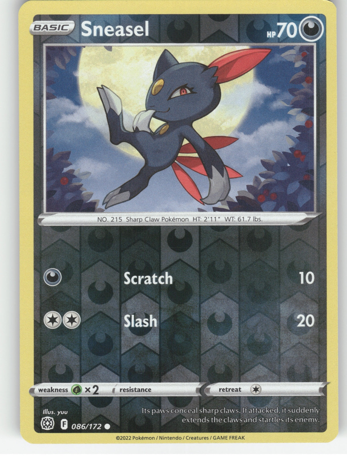 Sneasel Reverse Holo Common SWSH09: Brilliant Stars 086/172 NM