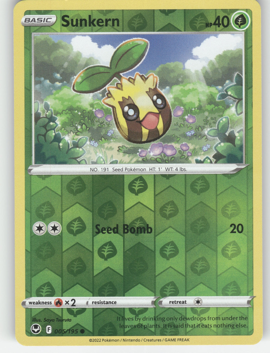 Sunkern Reverse Holo Common SWSH12: Silver Tempest 005/195 NM