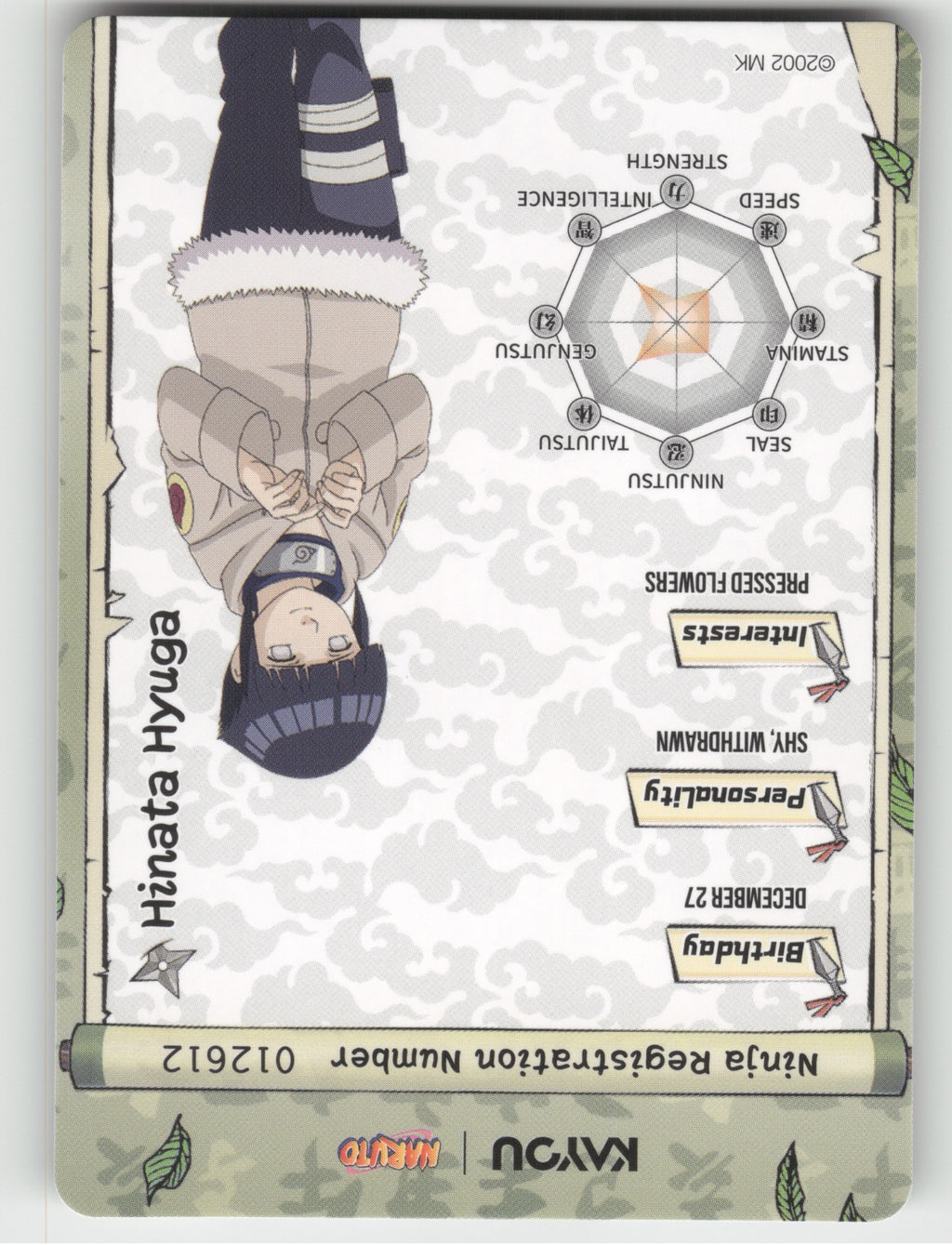 Hinata Hyuga Base SR Earth Scroll Series 1 001L2 NM back