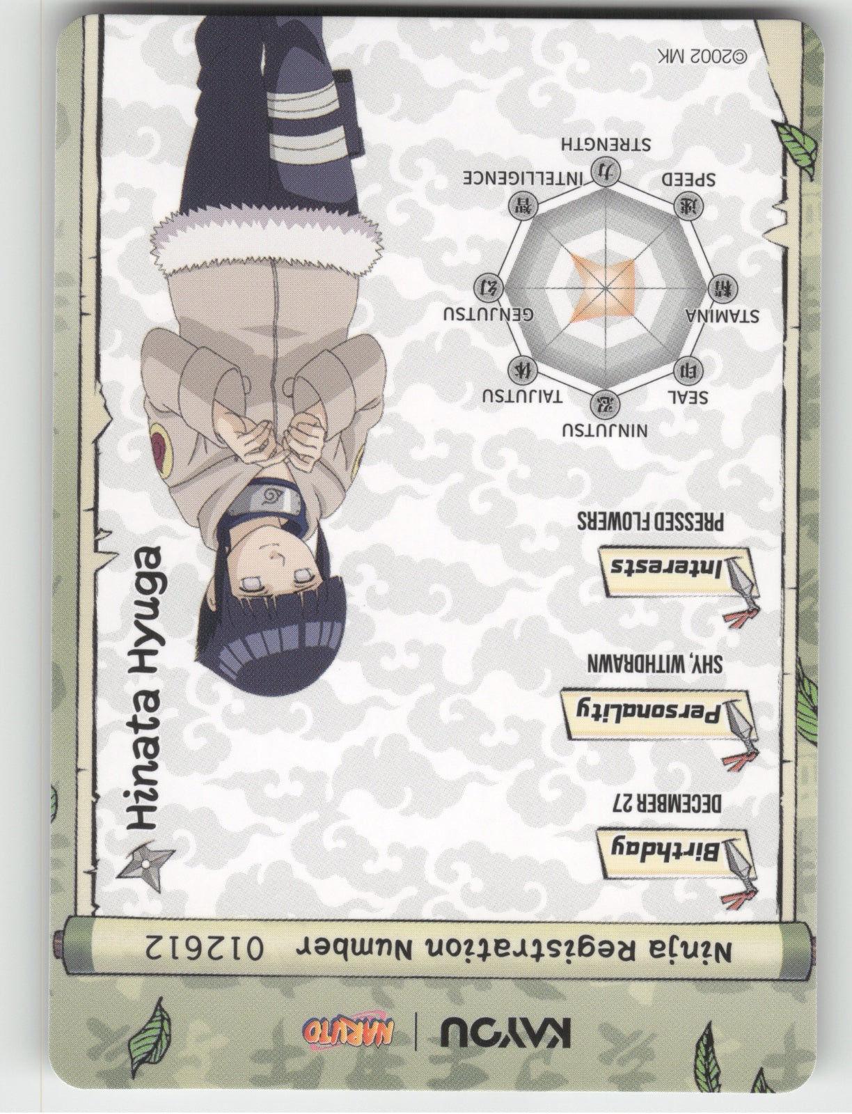 Hinata Hyuga Base SR Earth Scroll Series 1 001L2 NM back