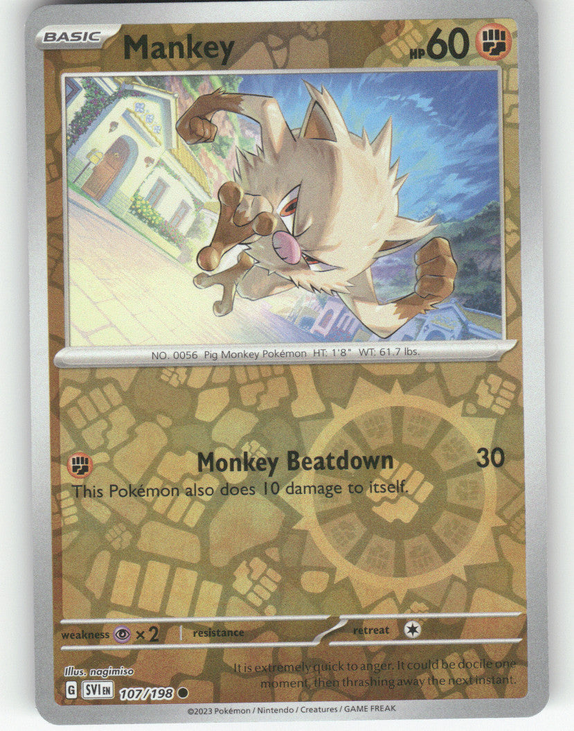 Mankey Reverse Holo Common SV01: Scarlet & Violet Base Set 107/198 NM