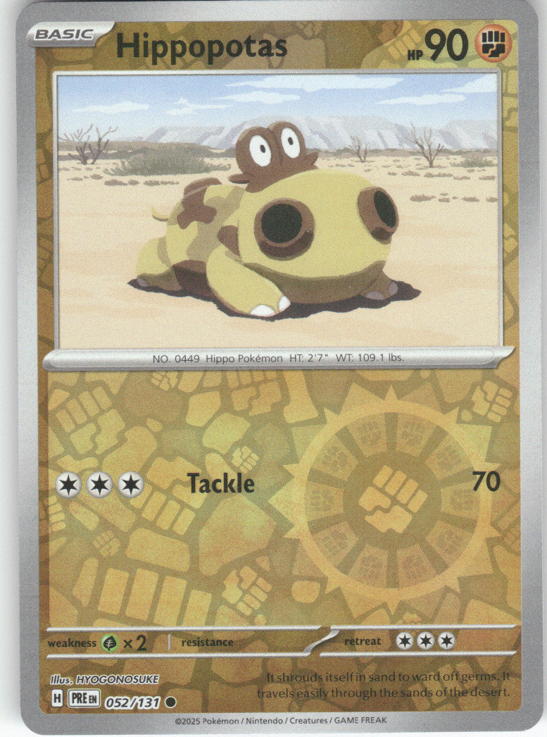 Hippopotas Reverse Holo Common SV: Prismatic Evolutions 052/131 NM