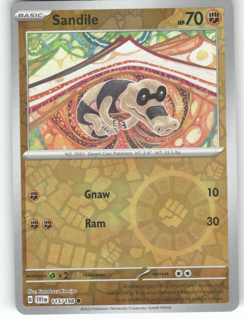 Sandile Reverse Holo Common SV01: Scarlet & Violet Base Set 115/198 NM