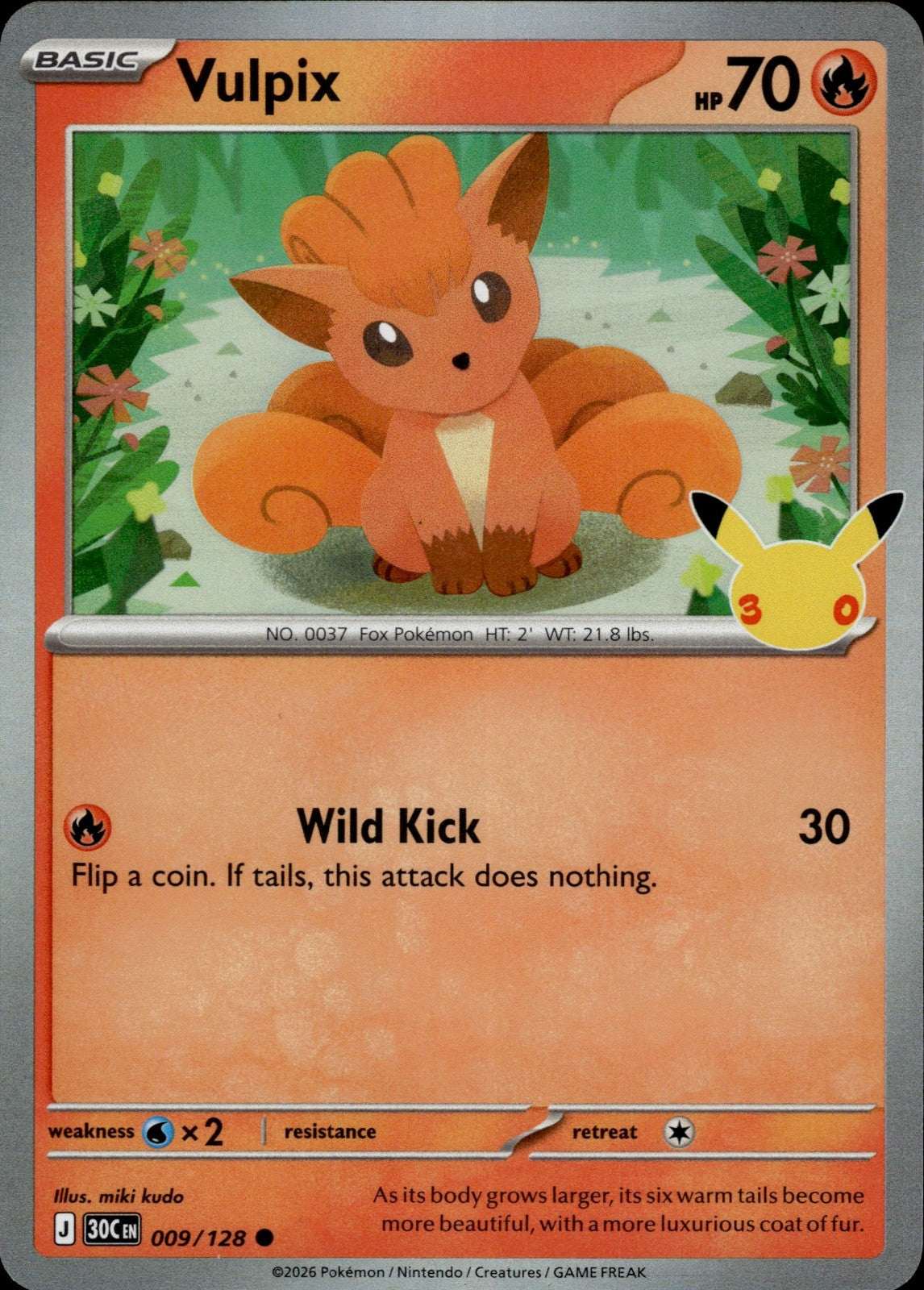 Vulpix Holo Common ME: 30th Celebration 009/128 NM