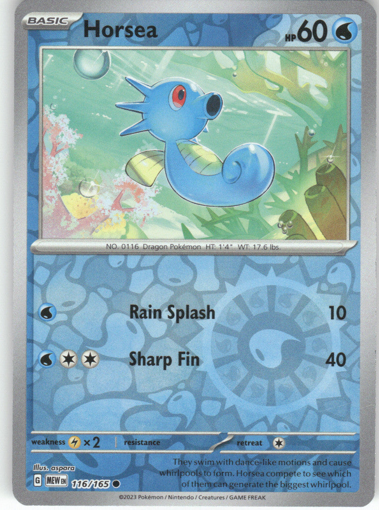 Horsea Reverse Holo Common SV: Scarlet & Violet 151 116/165 NM