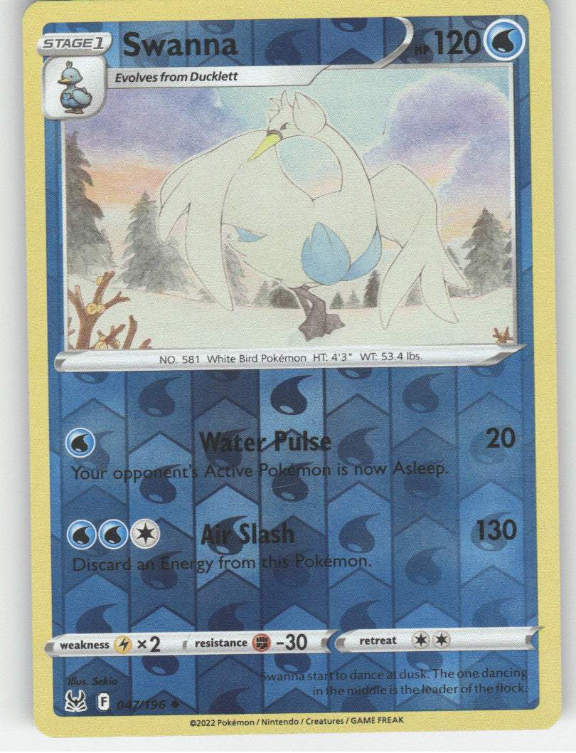 Swanna Reverse Holo Uncommon SWSH11: Lost Origin 047/196 NM